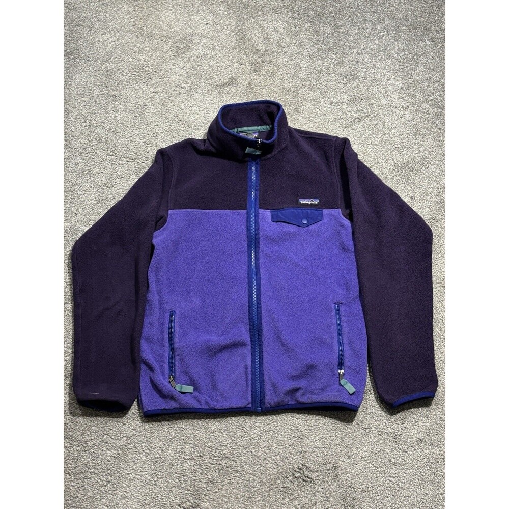 Patagonia Snap T‎ Two-Tone Fleece Jacket M Full Zip Purple Synchilla *STAINS*